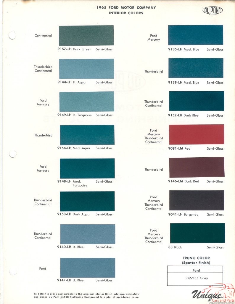 1965 Ford Paint Charts DuPont 6